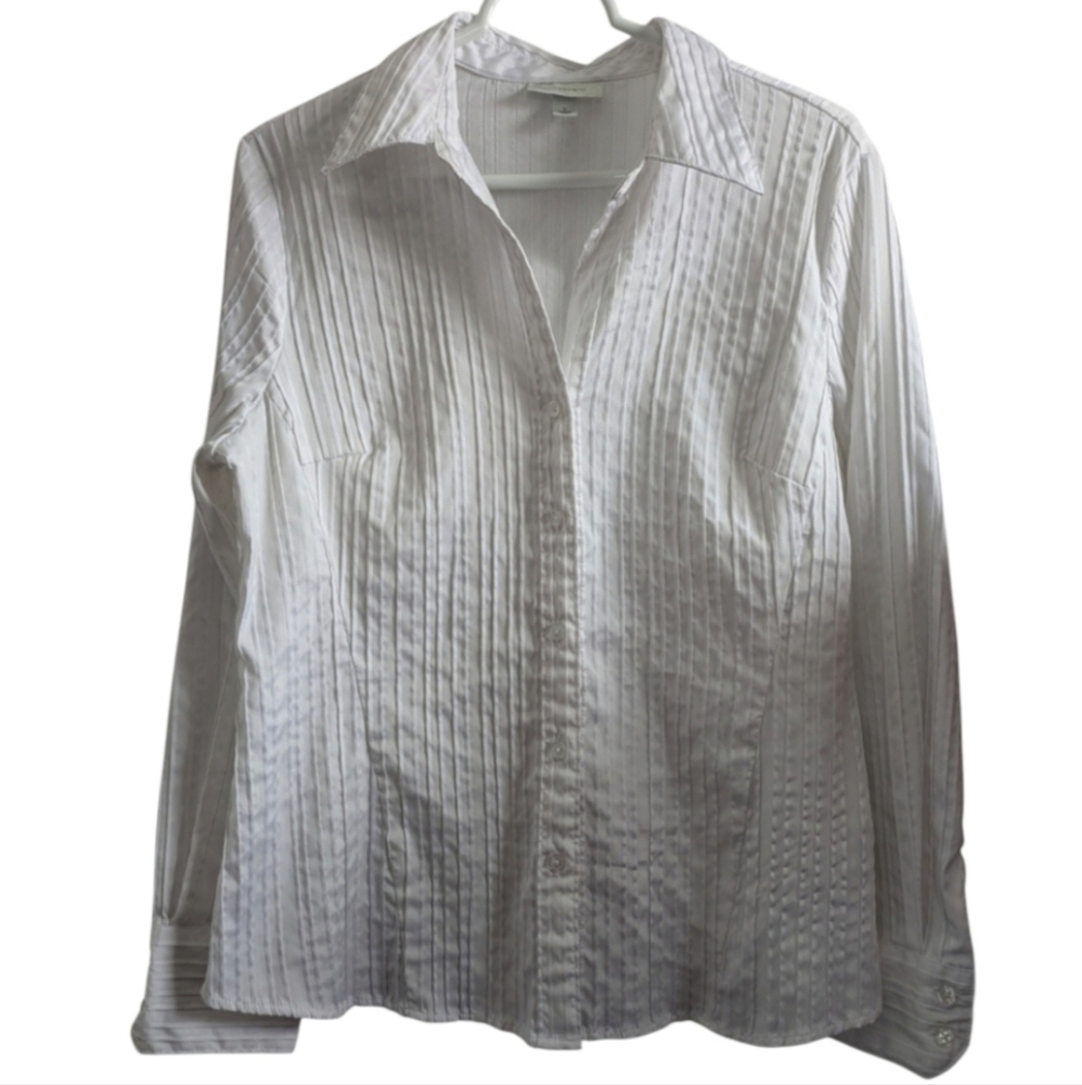 Dress Barn White Shirt Top Blouse Size L